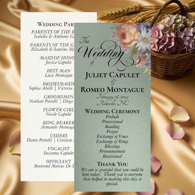 Watercolor Wildflowers - Sage Wedding Programme (Creator Uploaded)