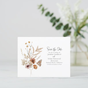Watercolor Wildflowers Save the Date Postcard
