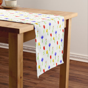 Watercolor Wildflowers Short Table Runner