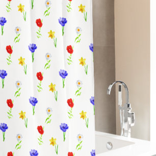 Watercolor Wildflowers Shower Curtain
