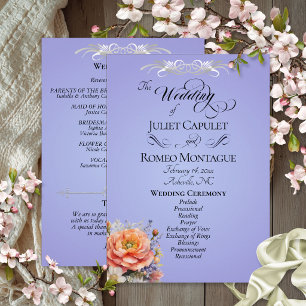Watercolor Wildflowers - Sky Blue Wedding Programme