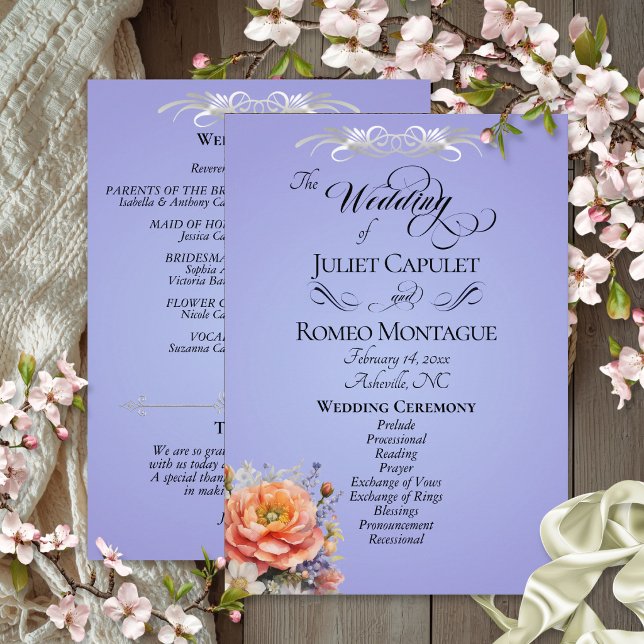 Watercolor Wildflowers - Sky Blue Wedding Programme (Creator Uploaded)
