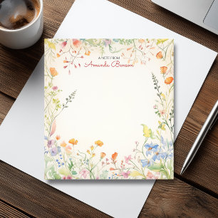 Watercolor Wildflowers Soft Pastel Floral Notepad