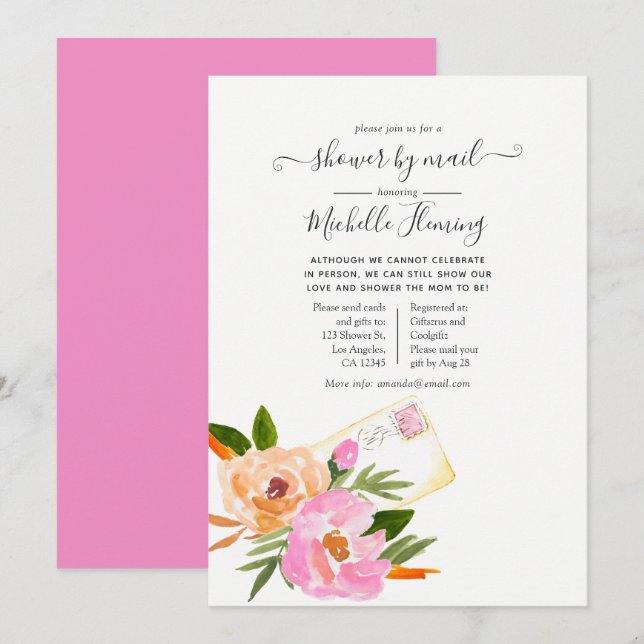 Watercolor Wildflowers Spring Baby Shower by Mail Invitation (Front/Back)