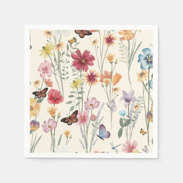 Watercolor Wildflowers Spring Summer Meadow   Napkin (Front)
