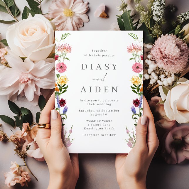 Watercolor Wildflowers Spring Summer Wedding  Invitation (Creator Uploaded)