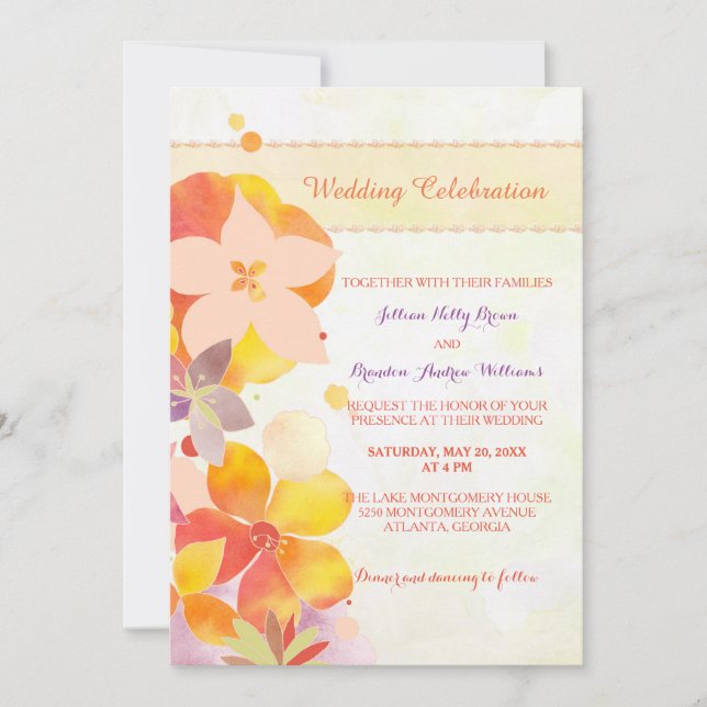 Watercolor Wildflowers Spring Wedding Invitation (Front)