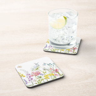 Watercolor Wildflowers Summer Meadow Floral  Coaster
