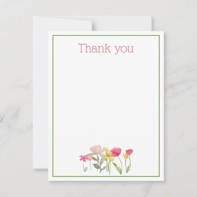 Watercolor Wildflowers Thank You Card (Front)