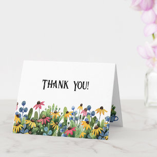 Watercolor Wildflowers Thank You Greeting Card