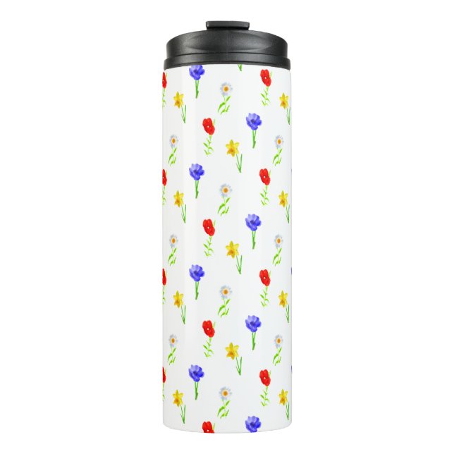 Watercolor Wildflowers Thermal Tumbler (Front)