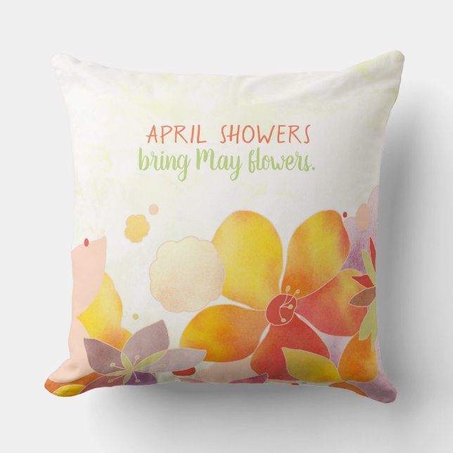 Watercolor Wildflowers Throw Pillow (Front)