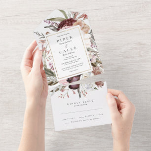 Watercolor Wildflowers Wedding All In One Invitati Invitation