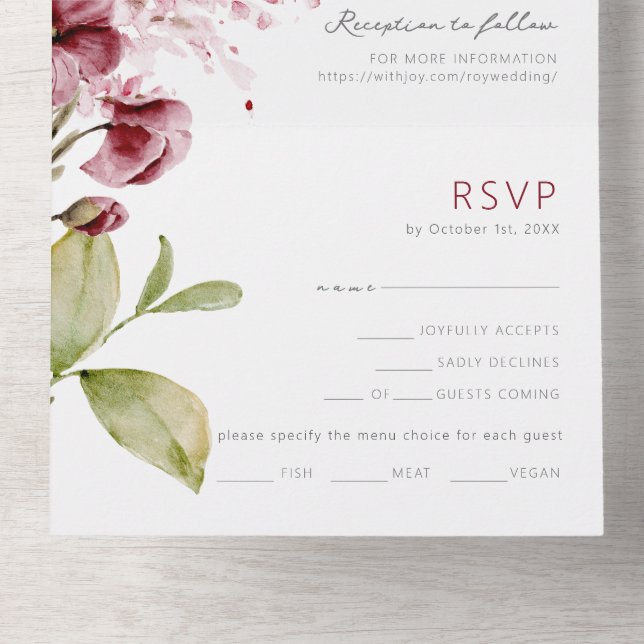 Watercolor Wildflowers Wedding All In One Invitation (Inside Bottom)