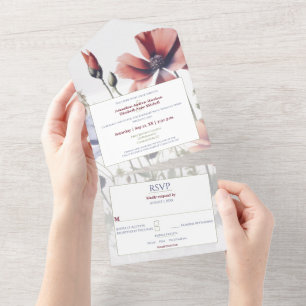 Watercolor Wildflowers Wedding All In One Invitation