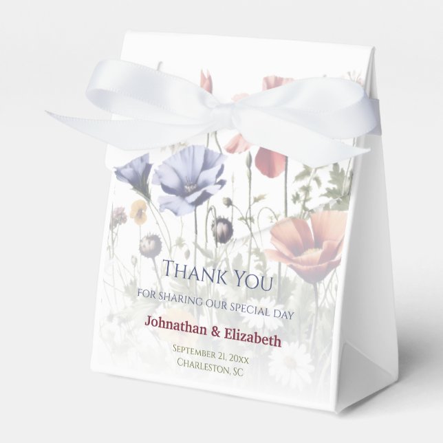 Watercolor Wildflowers Wedding Favour Box (Front Side)