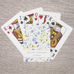 Watercolor Wildflowers Wedding Favour Playing Cards