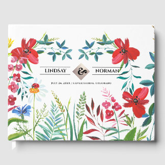 Watercolor Wildflowers Wedding  Guest Book