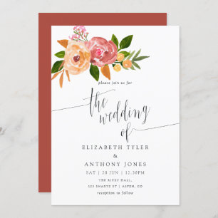 Watercolor wildflowers Wedding Invitation