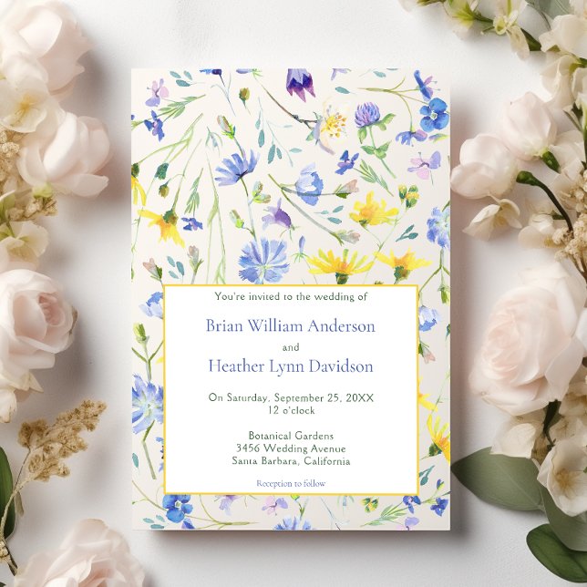 Watercolor Wildflowers Wedding Invitation (Watercolor Wildflowers Wedding Invitation)