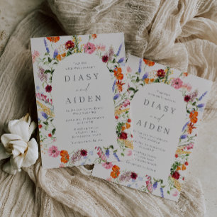 Watercolor Wildflowers Wedding Invitation