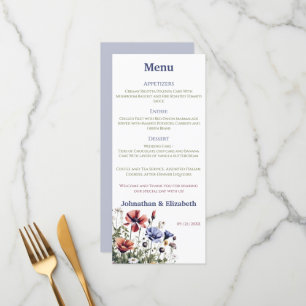 Watercolor Wildflowers Wedding Menu