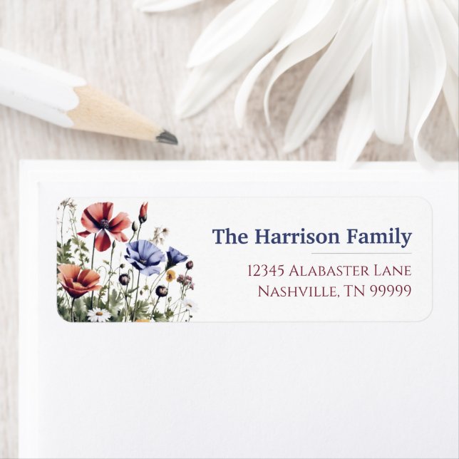 Watercolor Wildflowers Wedding Return Address (Insitu)