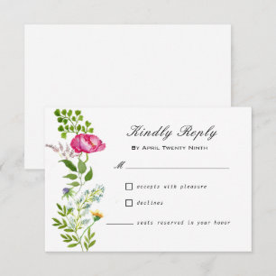 Watercolor Wildflowers Wedding RSVP Card