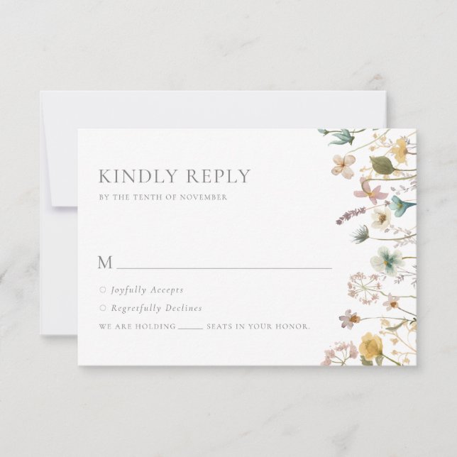 Watercolor Wildflowers Wedding RSVP Card (Front)