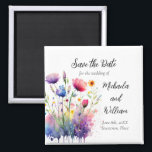 Watercolor Wildflowers Wedding Save the Date Magnet<br><div class="desc">Make sure your guests reserve the date for your boho, wildflower outdoor wedding. Bouquets of wildflowers, leaves, grasses, and paint splatters in a watercolor effect crop off the edges of this magnet to remind guests to save the date for your celebration. This also be customised for an engagement party, anniversary...</div>
