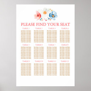 Watercolor Wildflowers Wedding Seating Chart