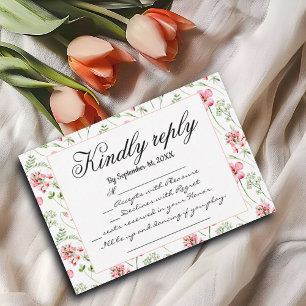 Watercolor Wildflowers Wedding Song Request RSVP Card