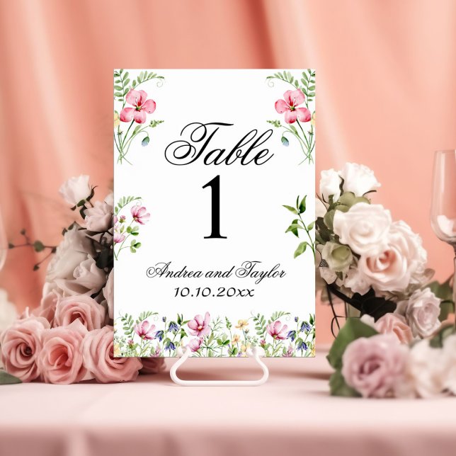 Watercolor Wildflowers Wedding Table Number (Creator Uploaded)