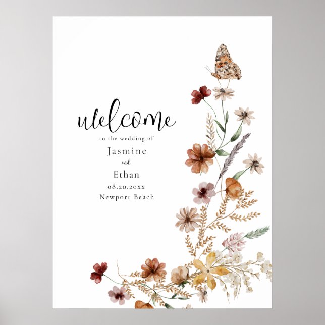Watercolor Wildflowers Welcome Poster (Front)