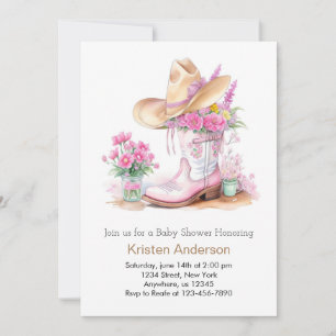 Watercolor Wildflowers Western Baby Shower Invitation
