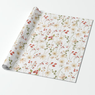 Watercolor wildflowers wrapping paper