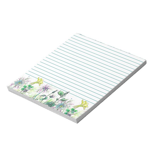 Watercolor Wildflowers Yellow Columbine Botanical Notepad (Rotated)