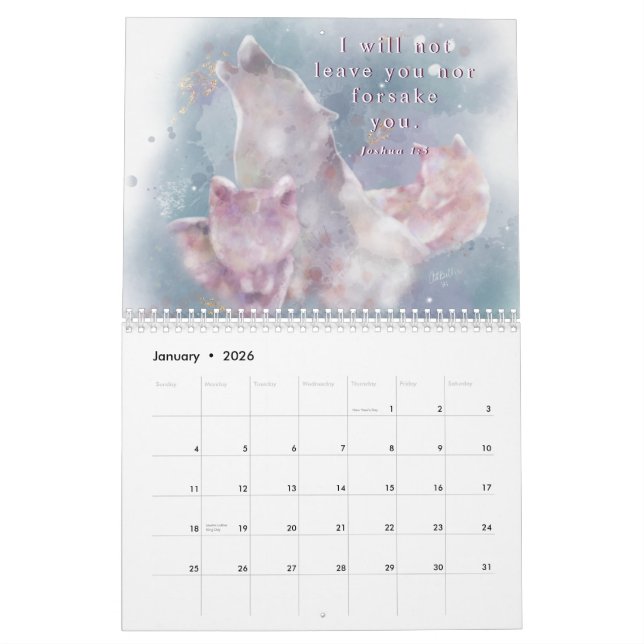 Watercolor Wildlife and Bible Verses | Calendar (Jan 2026)