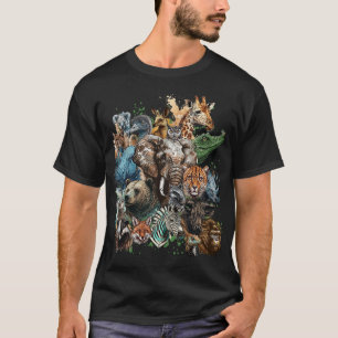 Watercolor Wildlife Collage T-Shirt