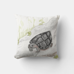 Watercolor Wildlife Nature Forest Turtle Cushion