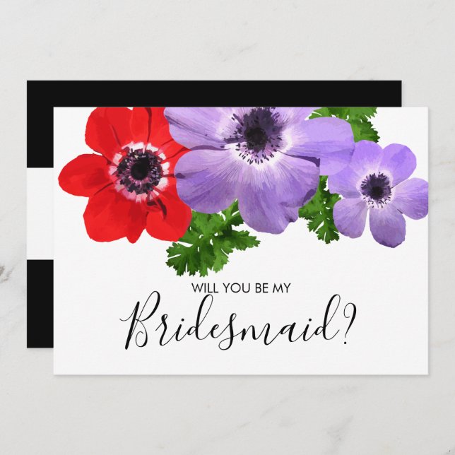 Watercolor Will You Be My Bridesmaid Card (Front/Back)