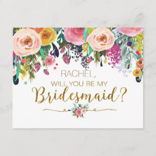 Watercolor Will you be my bridesmaid Invitation