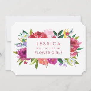 Watercolor Will You Be My Flower Girl Request Invitation