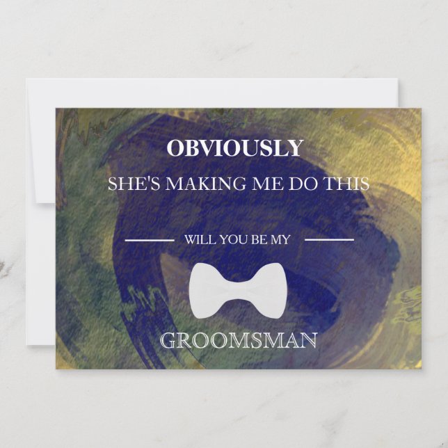 Watercolor Will  You  Be My Groomsman? Invitation (Front)