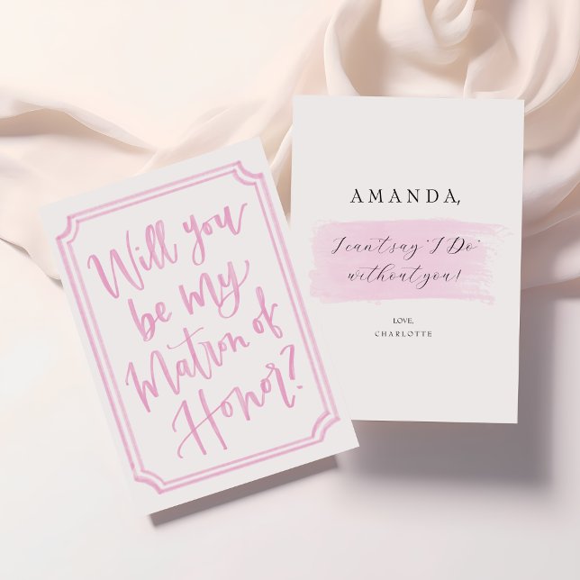 Watercolor Will you be my MOH proposal card (Matron of Honor Proposal Cards | Elegant & Modern Blush Design | Personalized Bridesmaid Card)