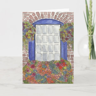Watercolor Window Flower Box Card