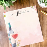 Watercolor Wine Bottle Floral Personalised Notepad<br><div class="desc">This personalised notepad features a watercolor wine bottle and glass with soft pastel florals,  creating a stylish and elegant design. Perfect for wine lovers,  entertaining enthusiasts,  and those who appreciate sophisticated stationery. Customise the text at the top for a unique touch,  making it ideal for journalling,  note-taking,  or gifting.</div>