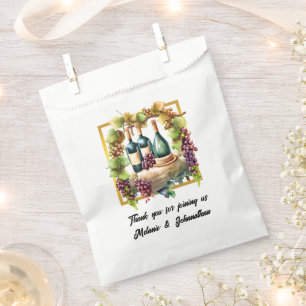 Watercolor wine bottles grapes winery vineyard favour bags