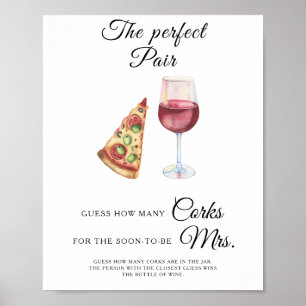 Watercolor Wine Bridal shower How Many Corks  Poster