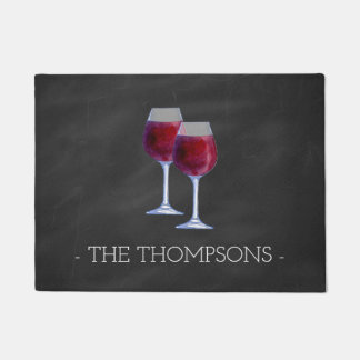 Watercolor Wine Elegant Personalised Door Mat